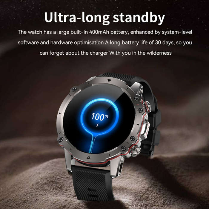 AK56 IP67 BT5.1 1.43inch Smart Watch Support Voice Call / Health Monitoring, Style:Steel Mesh Str...