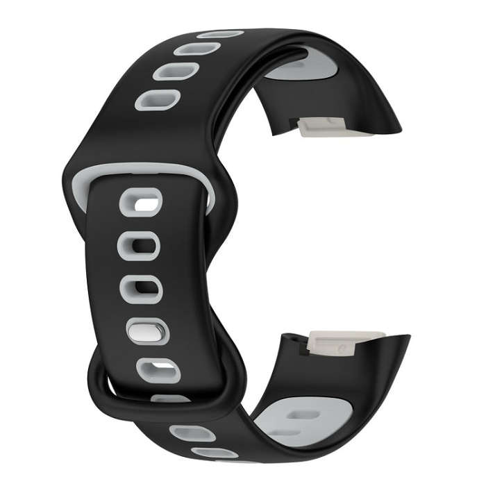 For Fitbit Charge 6 Two Color Silicone Watch Band(Black Grey)
