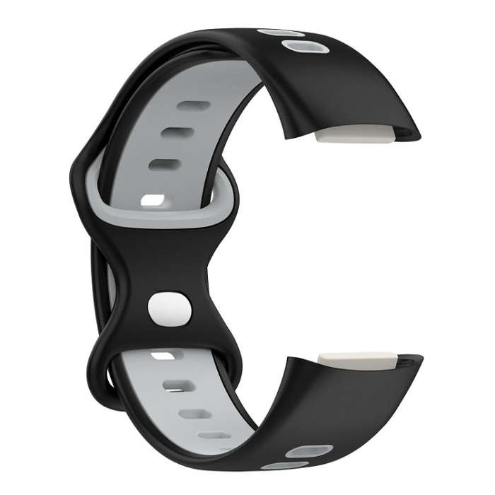 For Fitbit Charge 6 Two Color Silicone Watch Band(Black Grey)