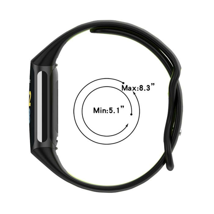 For Fitbit Charge 6 Two Color Silicone Watch Band(Black Grey)