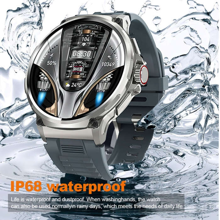 V69 IP68 BT5.0 1.85inch Smart Watch Support Voice Call / Sleep Detection(Silver)
