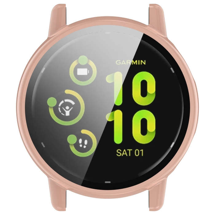 For Garmin vivoactive 5 / Active 5 PC + Tempered Film Integrated Watch Protective Case(Pink)