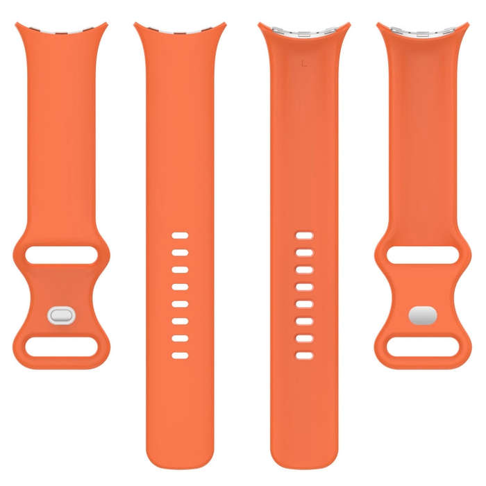 For Google Pixel Watch 2 Solid Color Silicone Watch Band, Size:L Size(Orange)