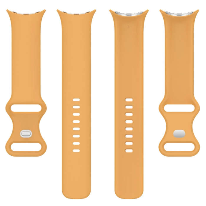 For Google Pixel Watch 2 Solid Color Silicone Watch Band, Size:L Size(Yellow)