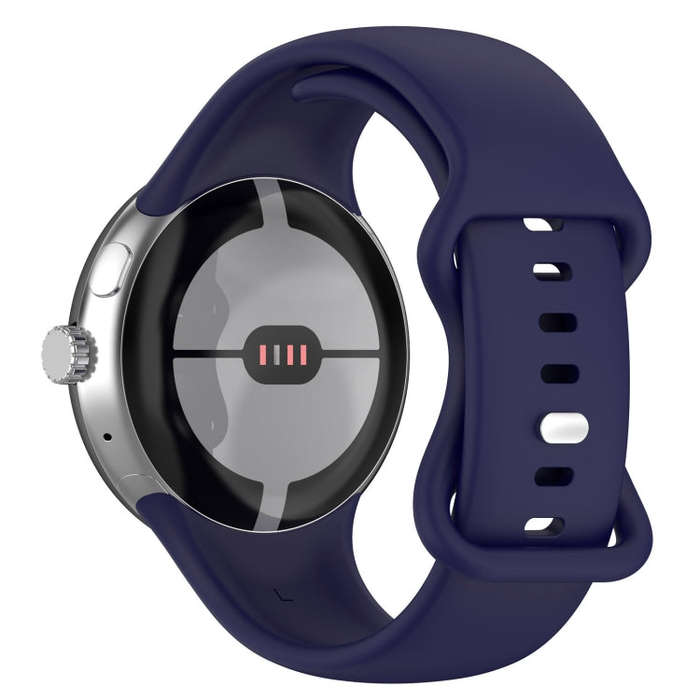 For Google Pixel Watch 2 Solid Color Silicone Watch Band, Size:L Size(Blue)