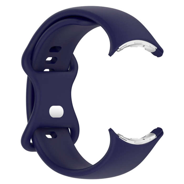 For Google Pixel Watch 2 Solid Color Silicone Watch Band, Size:L Size(Blue)
