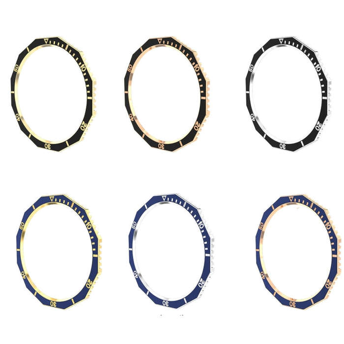 For Samsung Galaxy Watch6 Classic 43mm R950 Solid Color Watch Time Steel Bezel Ring(Blue+Gold)
