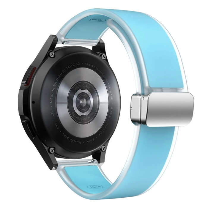 For Samsung Galaxy Watch6 / 5 / 4 Translucent Magnetic Silver Buckle Silicone Watch Band(Tiffany ...
