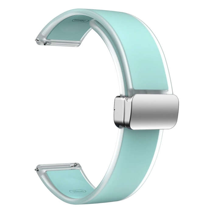For Samsung Galaxy Watch6 / 5 / 4 Translucent Magnetic Silver Buckle Silicone Watch Band(Light Gr...