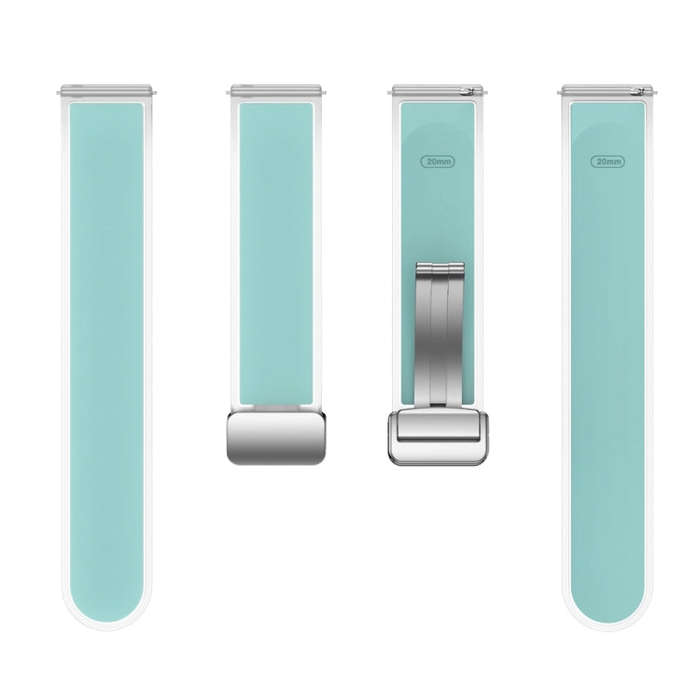 For Samsung Galaxy Watch6 / 5 / 4 Translucent Magnetic Silver Buckle Silicone Watch Band(Light Gr...