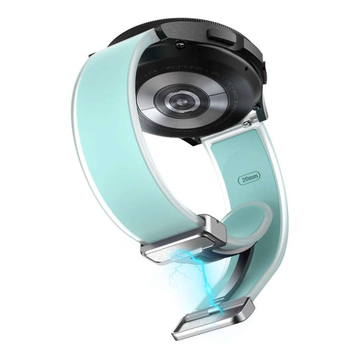 For Samsung Galaxy Watch6 / 5 / 4 Translucent Magnetic Silver Buckle Silicone Watch Band(Light Gr...