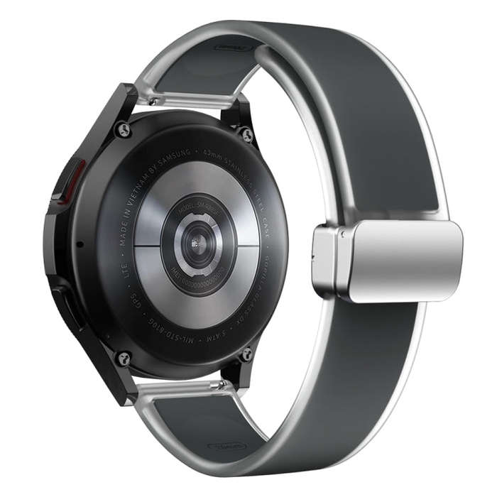 For Samsung Galaxy Watch6 / 5 / 4 Translucent Magnetic Silver Buckle Silicone Watch Band(Space Grey)