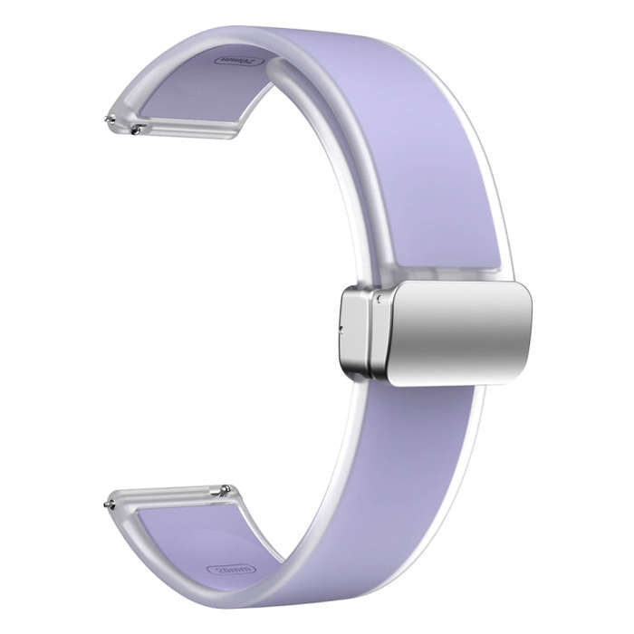 For Samsung Galaxy Watch6 / 5 / 4 Translucent Magnetic Silver Buckle Silicone Watch Band(Purple)