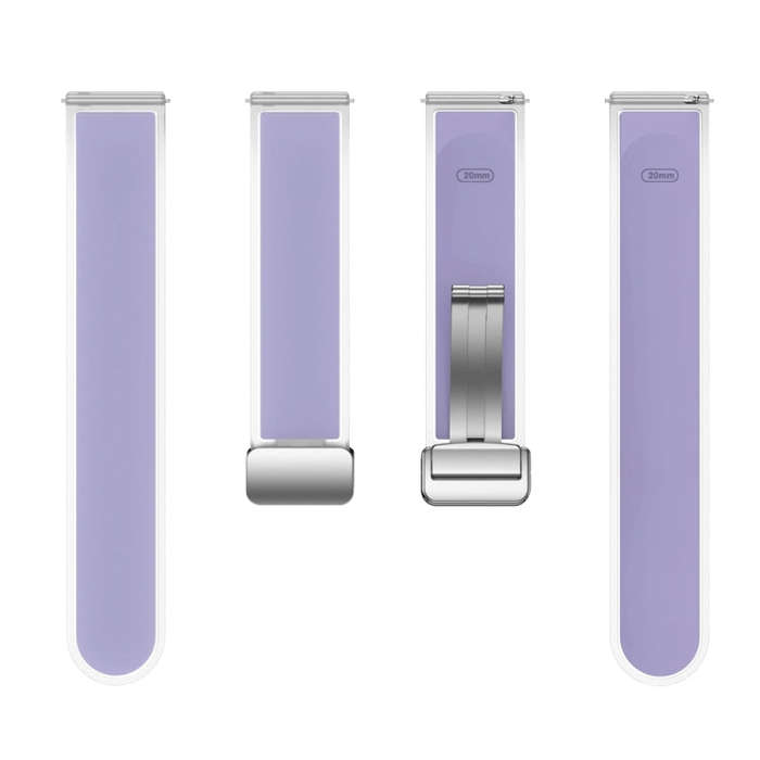 For Samsung Galaxy Watch6 / 5 / 4 Translucent Magnetic Silver Buckle Silicone Watch Band(Purple)