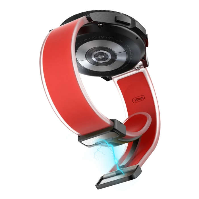 For Samsung Galaxy Watch6 / 5 / 4 Translucent Magnetic Black Buckle Silicone Watch Band(Red)