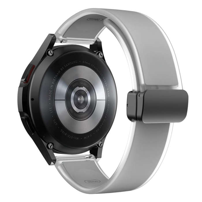 For Samsung Galaxy Watch6 / 5 / 4 Translucent Magnetic Black Buckle Silicone Watch Band(Light Grey)