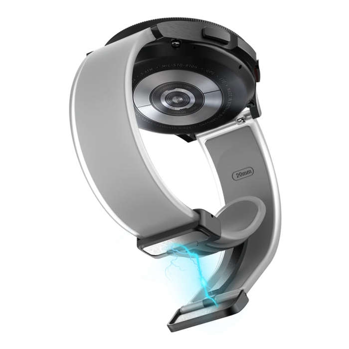 For Samsung Galaxy Watch6 / 5 / 4 Translucent Magnetic Black Buckle Silicone Watch Band(Light Grey)