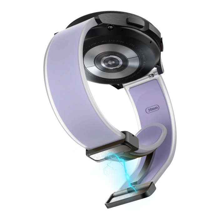 For Samsung Galaxy Watch6 / 5 / 4 Translucent Magnetic Black Buckle Silicone Watch Band(Purple)