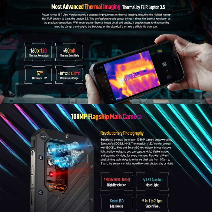 [HK Warehouse] Ulefone Power Armor 18T Ultra Version 5G Thermal Imaging Rugged Phone, 12GB+512GB,...