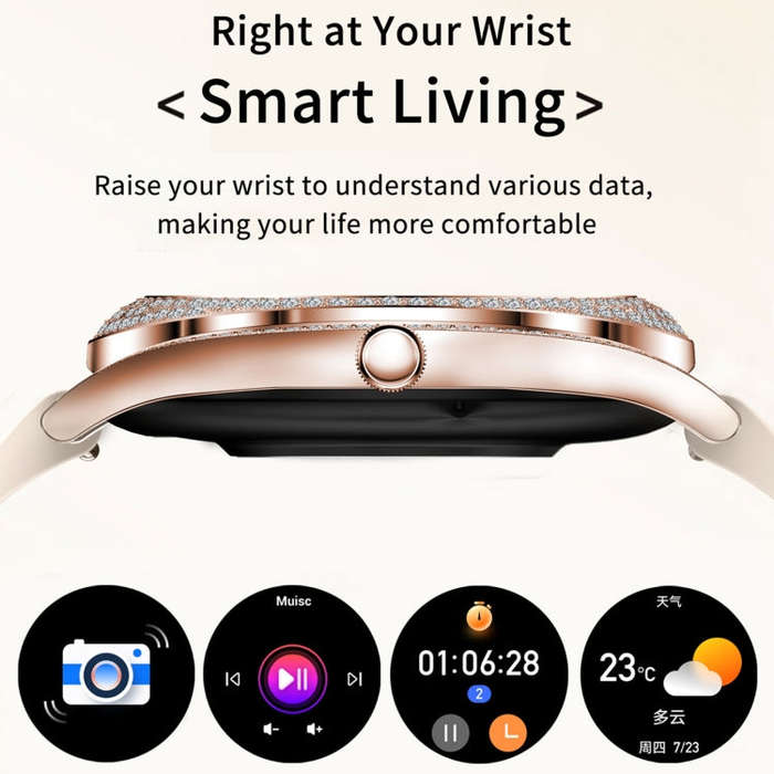 V66 1.28inch BT5.0 Smart Watch Support Heart Rate/ Sleep Detection, Style:Silicone Strap(Silver)