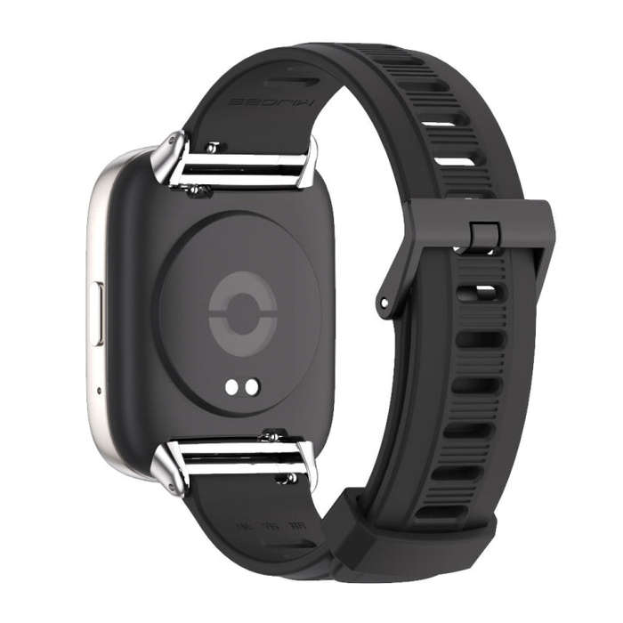 For Redmi Watch 3 Lite / Watch 3 Active Mijobs Flat Hole Breathable TPU Watch Band(Black+Silver)