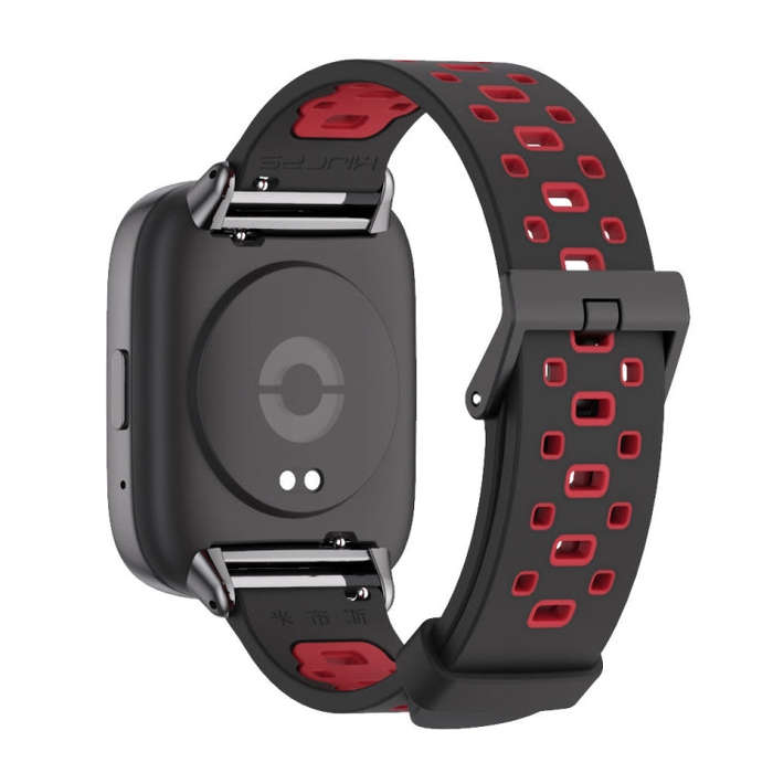 For Redmi Watch 3 Lite / Watch 3 Active Mijobs Square Hole Breathable TPU Watch Band(Black Red)