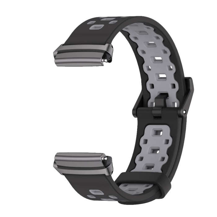 For Redmi Watch 3 Lite / Watch 3 Active Mijobs Square Hole Breathable TPU Watch Band(Black Grey)