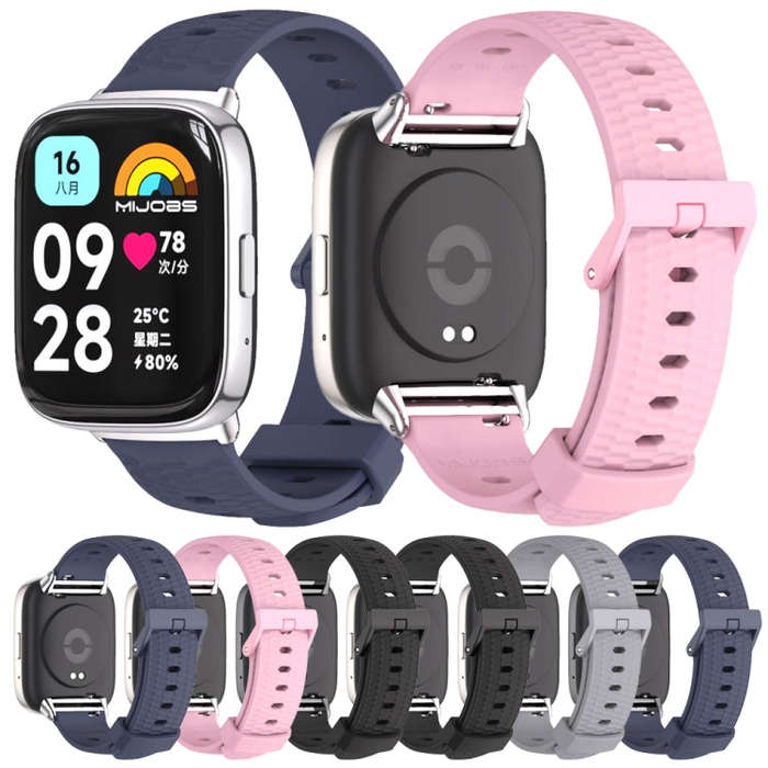 For Redmi Watch 3 Lite / Watch 3 Active Mijobs Honeycomb Texture TPU Watch Band(Midnight Blue Black)