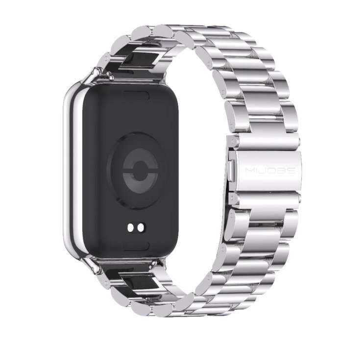 For Xiaomi Smart Band 9 Pro / 8 Pro Mijobs Three Beads Stainless Steel Watch Band(Silver)