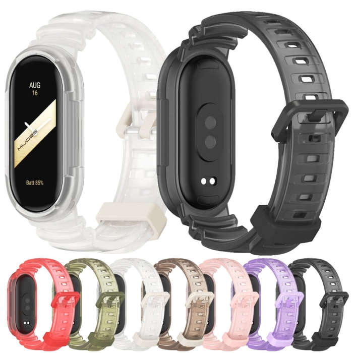 For Xiaomi Mi Band 8 MIJOBS GS Unibody Clear Color Sports Watch Band(Coffee)