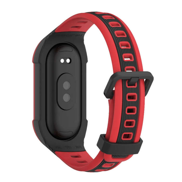 For Xiaomi Mi Band 8 MIJOBS Unibody Two Color Silicone Watch Band(Black Red)