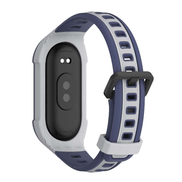 For Xiaomi Mi Band 8 MIJOBS Unibody Two Color Silicone Watch Band(Grey Midnight Blue)