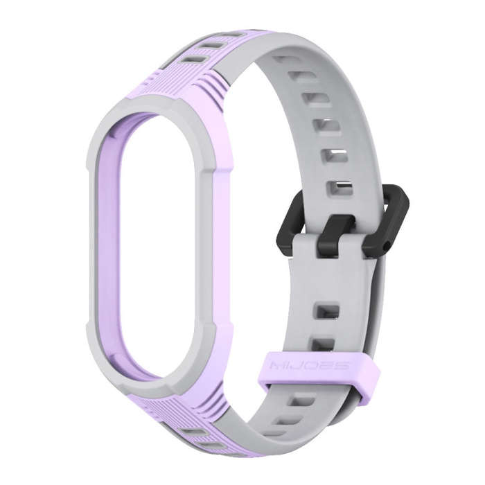 For Xiaomi Mi Band 8 MIJOBS Unibody Two Color Silicone Watch Band(Purple Grey)