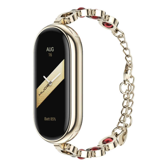 For Xiaomi Smart Band 10 / 9 / 8 Mijobs Mermaid Beauty Bracelet Watch Band(Light Gold Red)