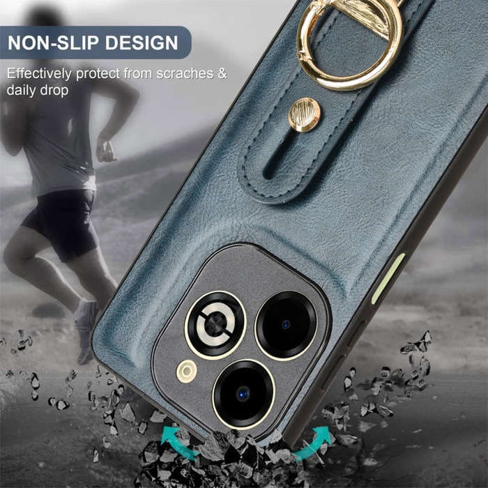 For Infinix Smart 8 Plus / Smart 8 Pro Wristband Leather Back Phone Case(Blue)