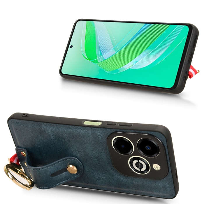 For Infinix Smart 8 Plus / Smart 8 Pro Wristband Leather Back Phone Case(Blue)