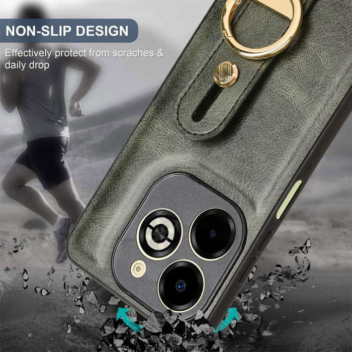 For Infinix Smart 8 Plus / Smart 8 Pro Wristband Leather Back Phone Case(Green)