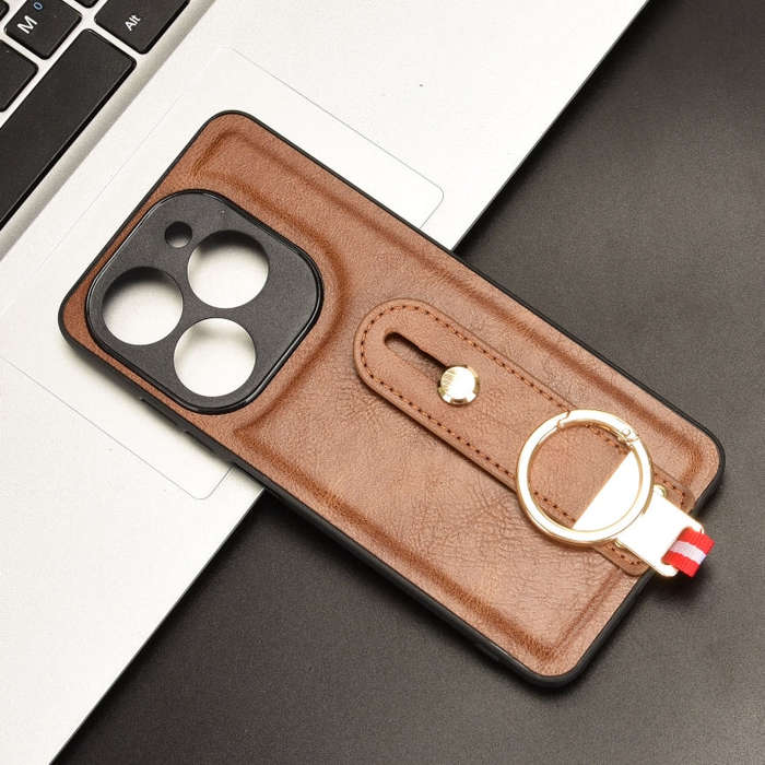 For Infinix Smart 8 Plus / Smart 8 Pro Wristband Leather Back Phone Case(Brown)