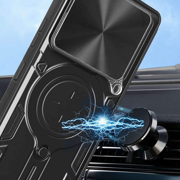 For Tecno Camon 30 Pro 5G CD Texture Sliding Camshield Magnetic Holder Phone Case(Black)