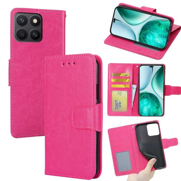 For Honor X8c 4G Crystal Texture Leather Phone Case(Rose Red)