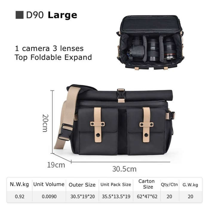 Cwatcun D90 Contrast Color Single Shoulder Camera Bag Outdoor Camera Bag Professional Crossbody H...