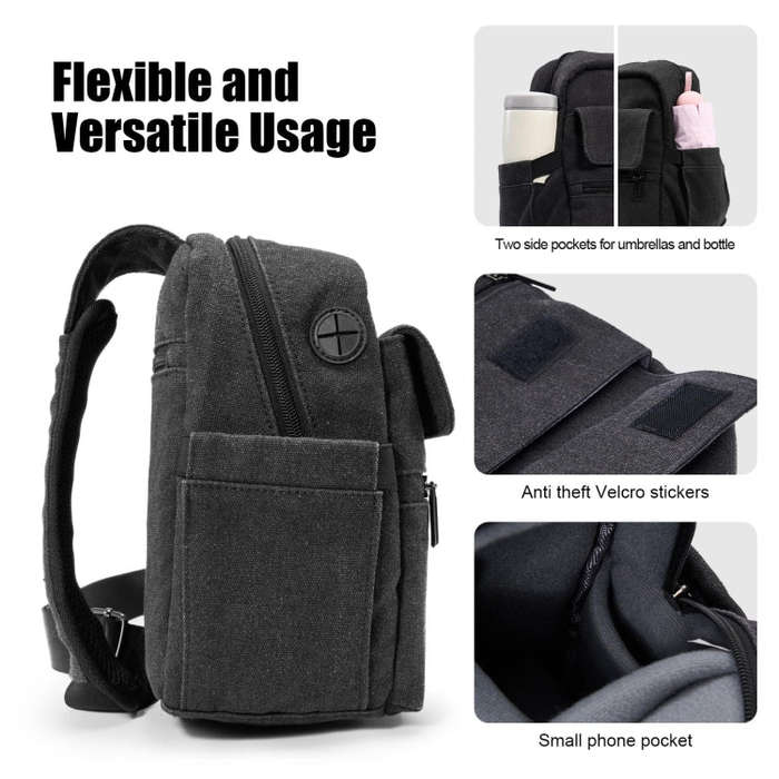 Cwatcun D93 Camera Bag Canvas Shoulder Bag, Size:19.5 x 13.5 x 25cm Black