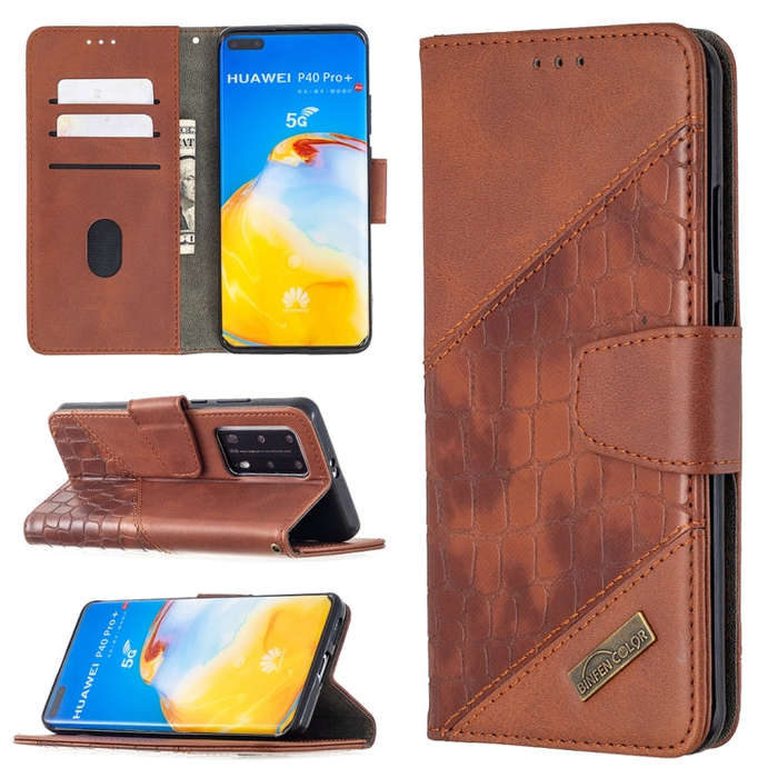 For Huawei P40 Pro Matching Color Crocodile Texture Horizontal Flip PU Leather Case with Wallet &...