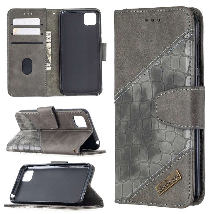 For Huawei Y5P Matching Color Crocodile Texture Horizontal Flip PU Leather Case with Wallet & Hol...