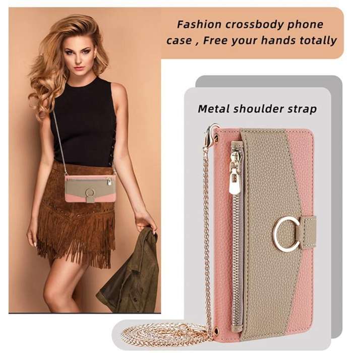 For Honor X8c 4G Crossbody Litchi Texture Leather Phone Case(Pink)