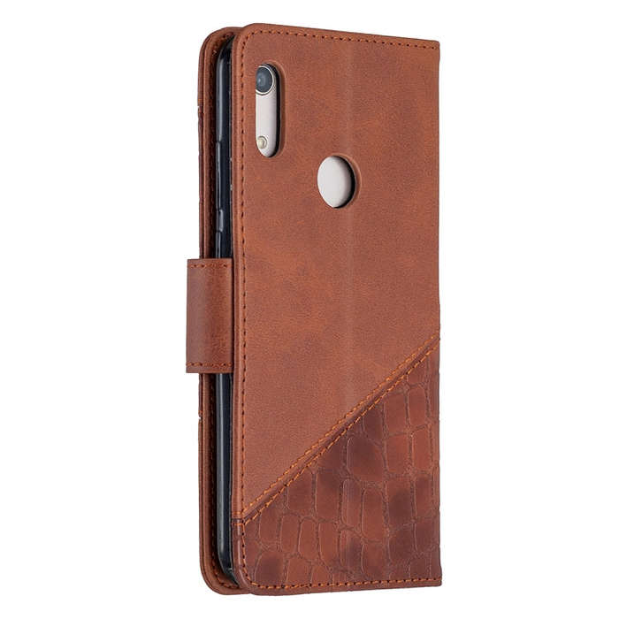 For Huawei Y6(2019) Matching Color Crocodile Texture Horizontal Flip PU Leather Case with Wallet ...