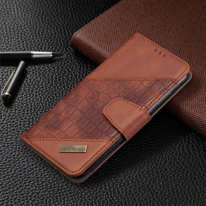 For Huawei Y6(2019) Matching Color Crocodile Texture Horizontal Flip PU Leather Case with Wallet ...