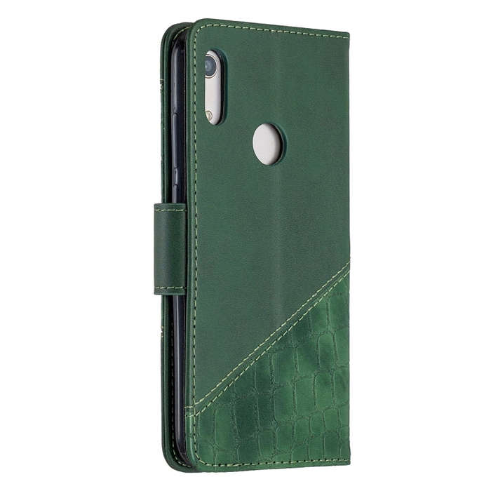 For Huawei Y6(2019) Matching Color Crocodile Texture Horizontal Flip PU Leather Case with Wallet ...