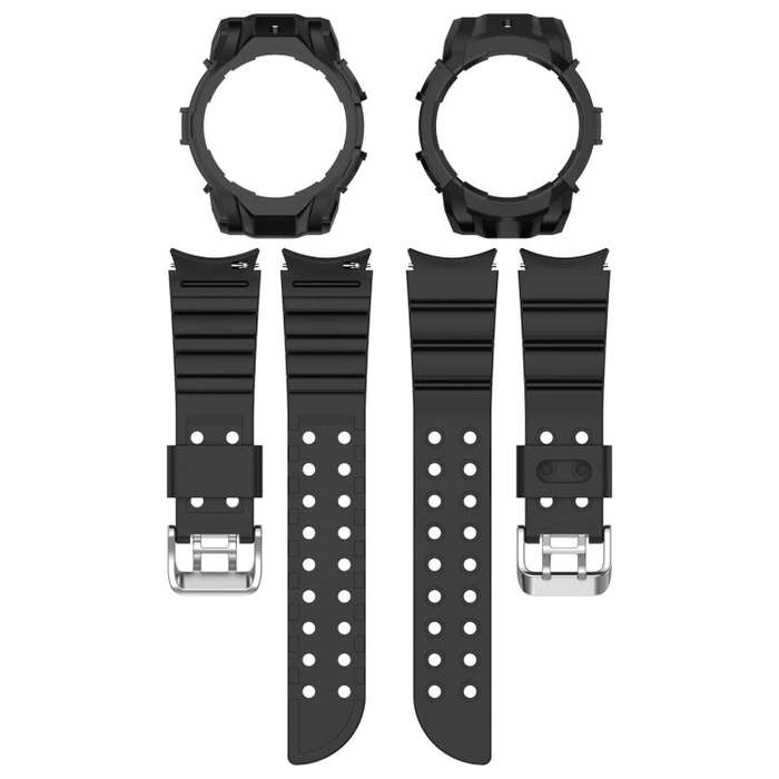 For Samsung Galaxy Watch 6 40mm Armor Silicone Watch Band + Watch Case Set(Black)