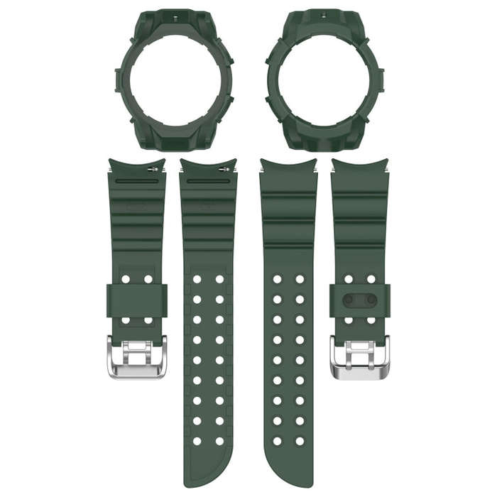 For Samsung Galaxy Watch 6 40mm Armor Silicone Watch Band + Watch Case Set(Green)